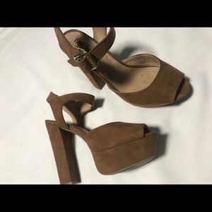Brown platform heels